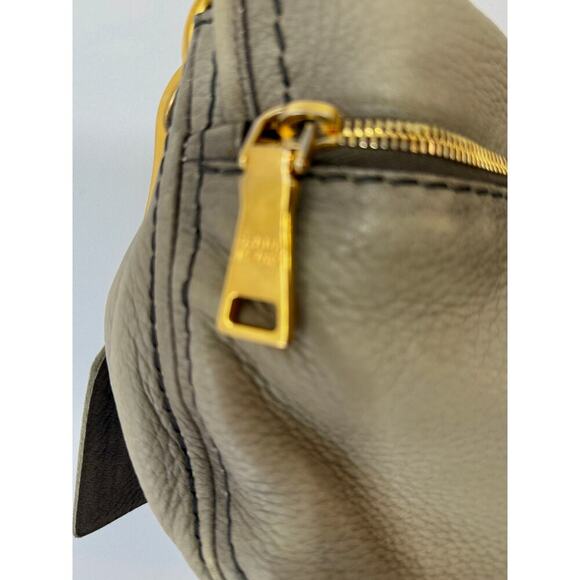 Vintage Prada Handbag Gray Deerskin Leather Cervo Flap Gold Chain COA - Picture 8 of 16